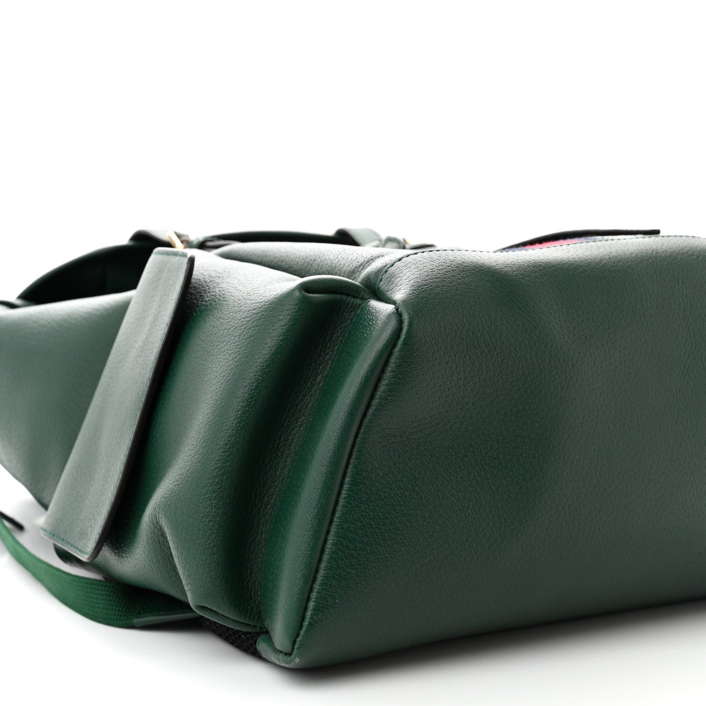 Grained Calfskin Medium Ophidia Double Buckle Backpack Green