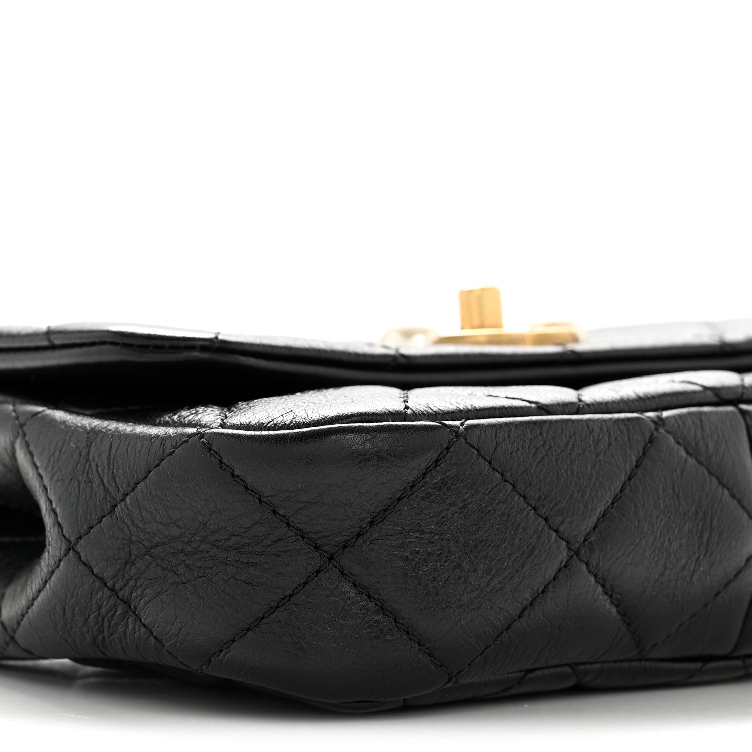 Chanel Glazed Calfskin Quilted Mini Pearl Side Flap Black 9 of 13