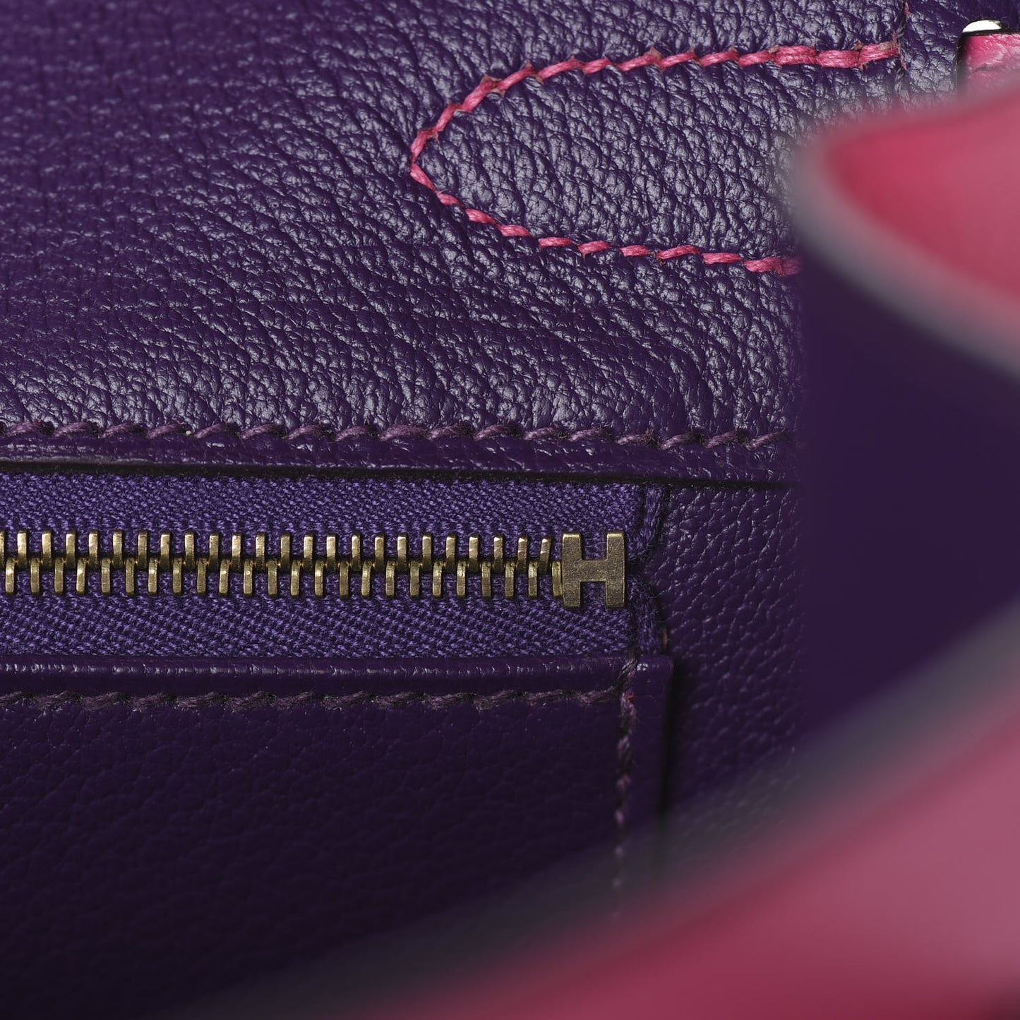 Chevre Mysore Horseshoe Birkin 30 Rose Tyrien Ultraviolet