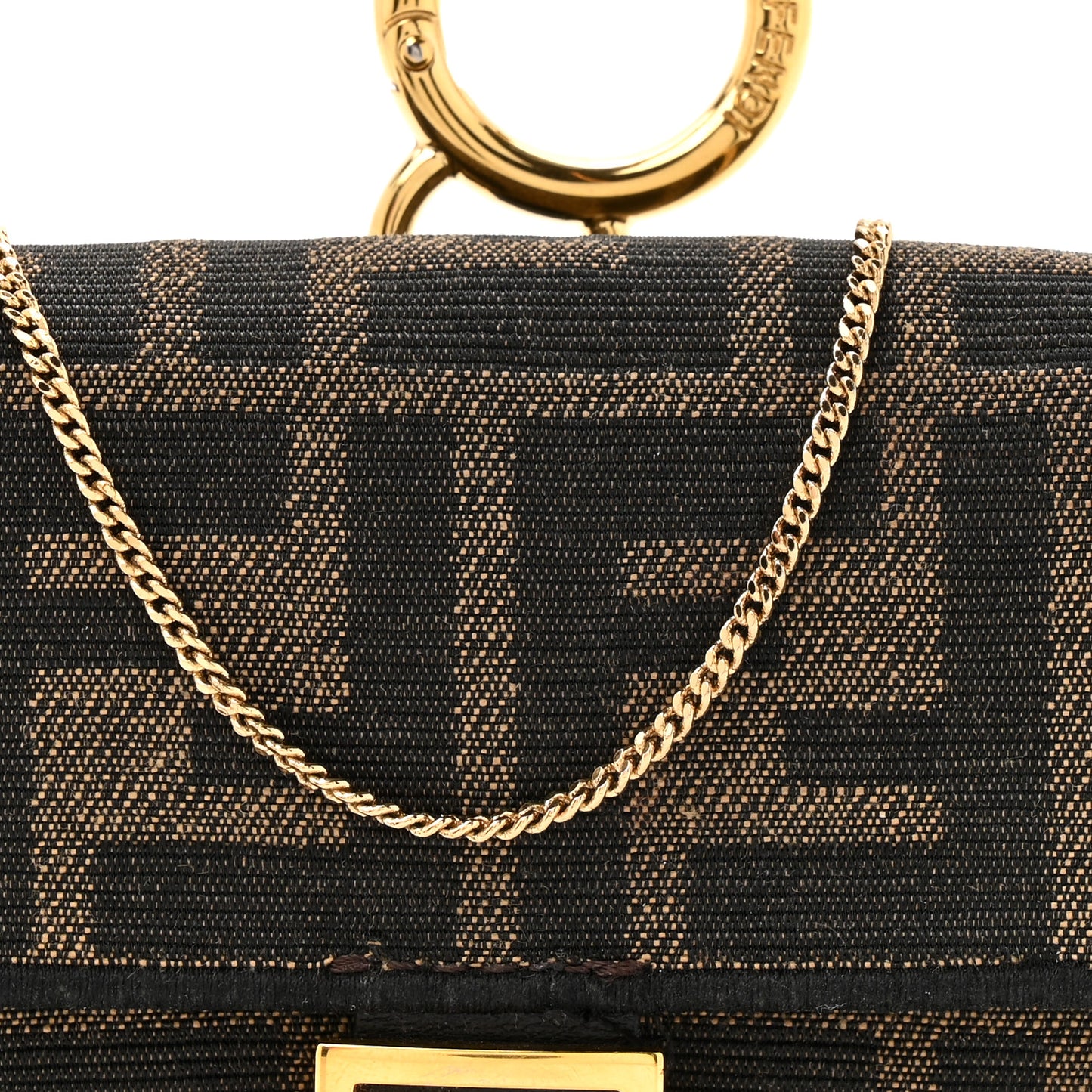 Fabric Jacquard FF 1974 Nano Baguette Charm Tobacco Moro Black