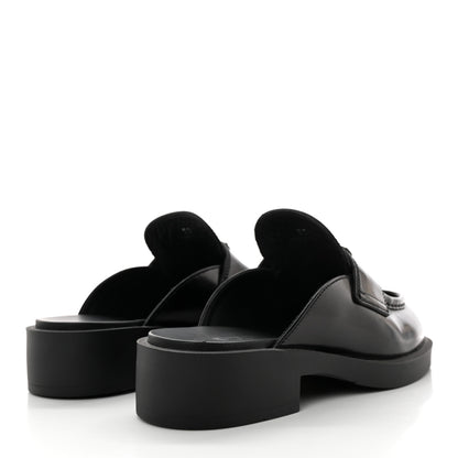 Prada Spazzolato Triangle 40mm Loafer Mules 37 Black 4 of 11