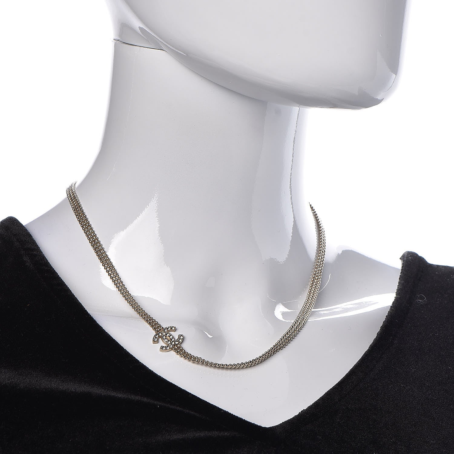 Chanel Crystal CC Necklace Gold 2 of 7
