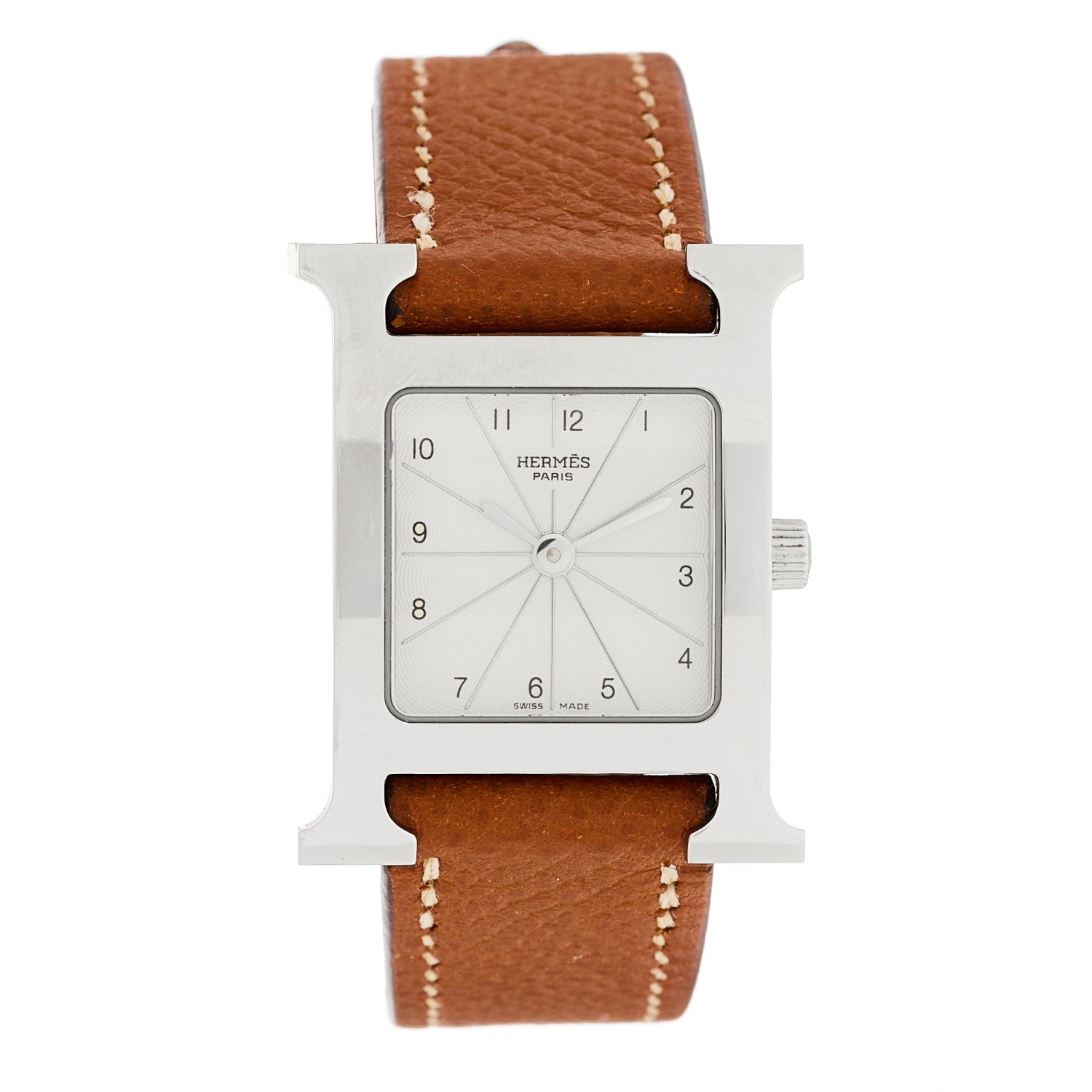 Hermes Stainless Steel Epsom 21mm Heure H Hour Quartz Watch Gold 1 of 4