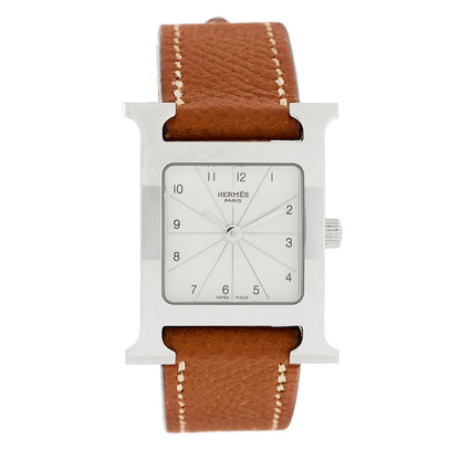 Hermes Stainless Steel Epsom 21mm Heure H Hour Quartz Watch Gold 1 of 4
