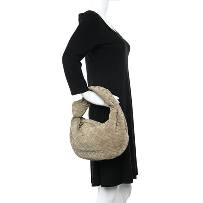 Bottega Veneta Suede Calfskin Intrecciato Teen Jodie Hobo Taupe 2 of 10