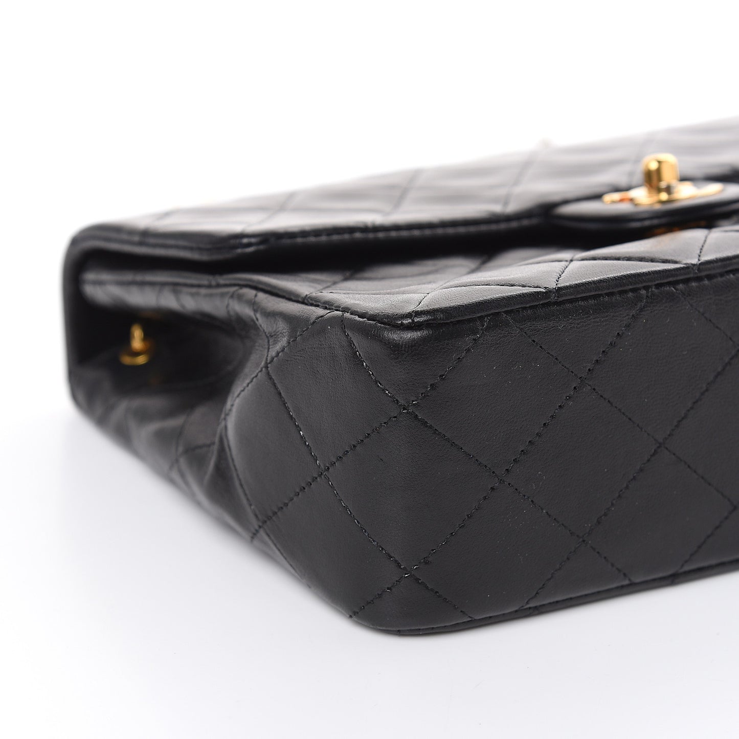 Lambskin Quilted Mini Square Flap Black