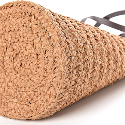 Saint Laurent Raffia Calfskin Small Panier Tote Naturale Nut 9 of 13