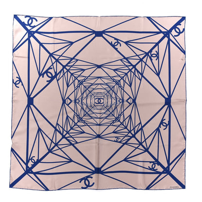 Chanel Silk CC Geometric Scarf Beige Blue 1 of 5