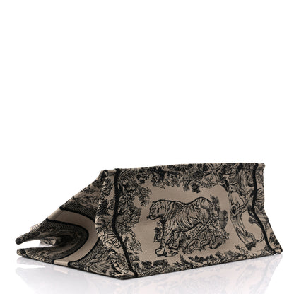 Christian Dior Canvas Embroidered Medium Dioriviera Toile De Jouy Book Tote Black 4 of 9