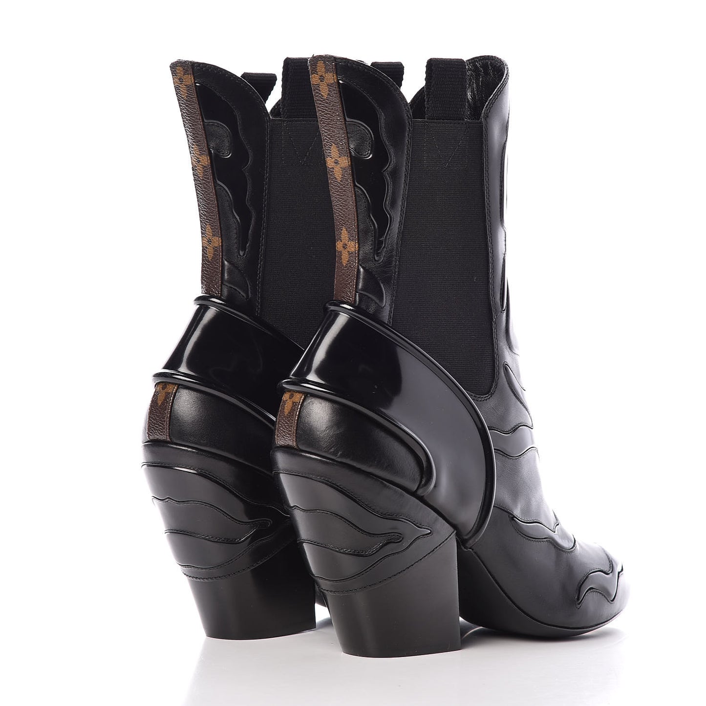Patent Calfskin Monogram Fireball Ankle Boots 39 Black