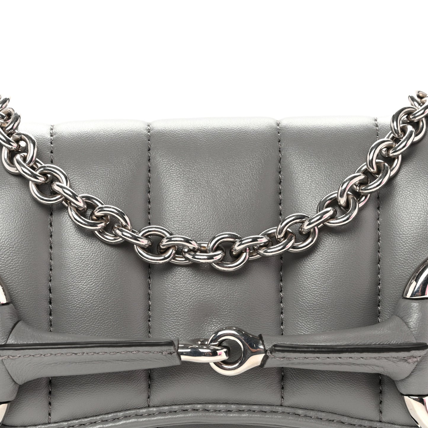 Nappa Vertical Matelasse Small Maxi Horsebit Chain Shoulder Bag Gray