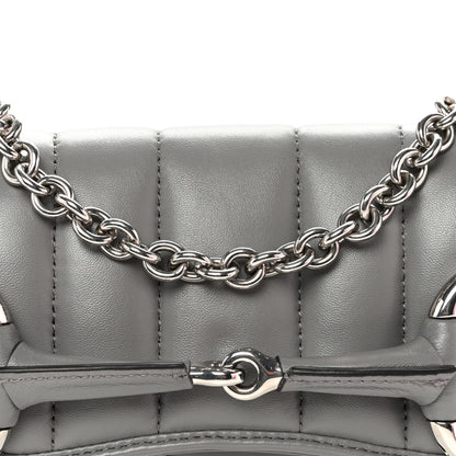 Gucci Nappa Vertical Matelasse Small Maxi Horsebit Chain Shoulder Bag Gray 7 of 9