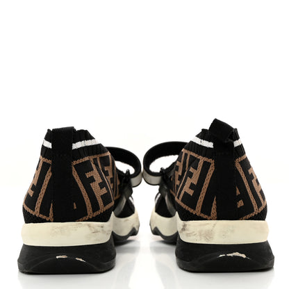 Fendi Stretch Yarn FF Stiff Band Rockoko Sneakers 36 Black White Tobacco 8 of 10
