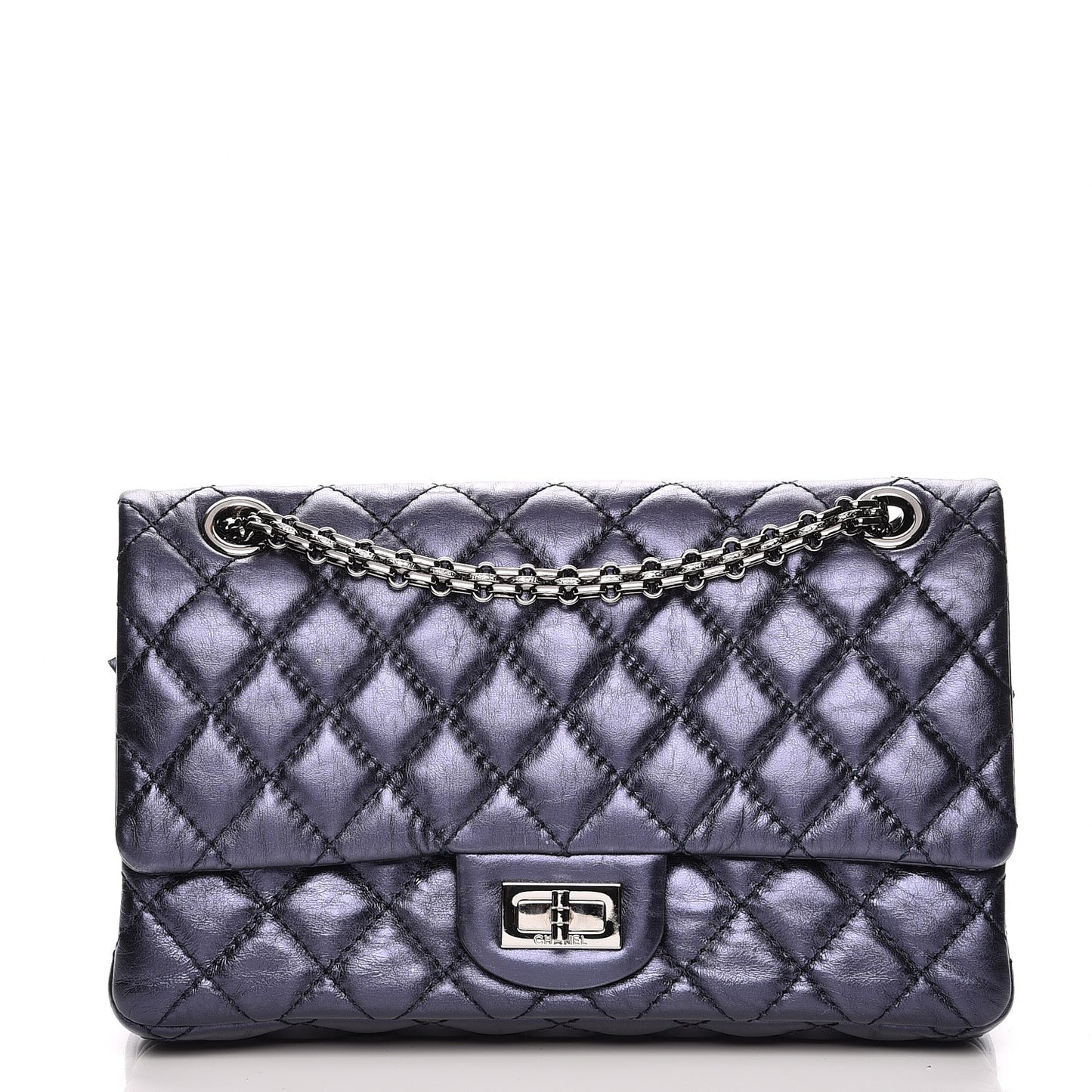 Metallic Aged Calfskin Quilted 2.55 Reissue 225 Flap Blue