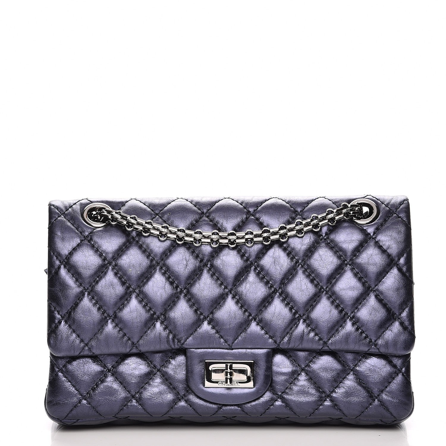 Chanel Metallic Aged Calfskin Quilted 2.55 Reissue 225 Flap Blue 3 of 8
