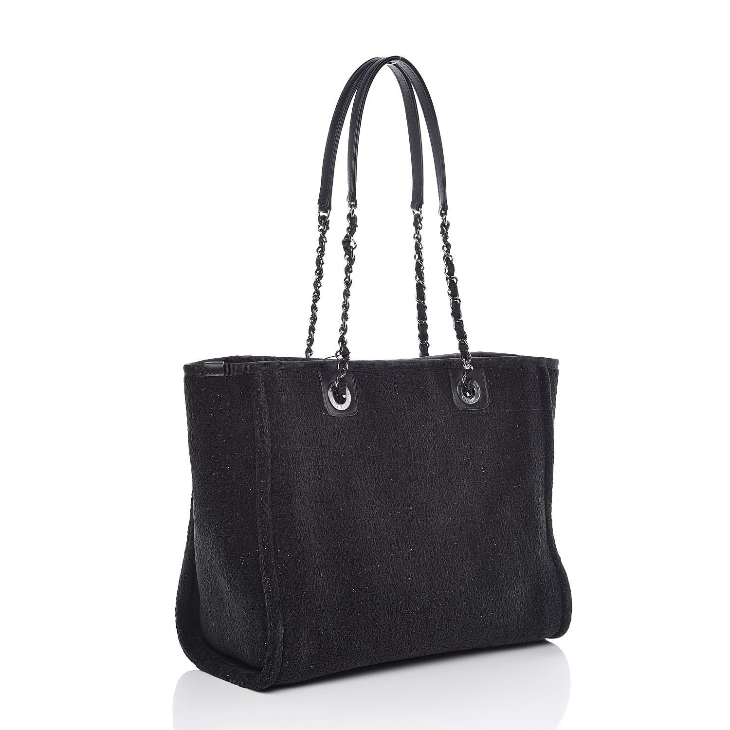 Chanel Lurex Boucle Small Deauville Tote Black 3 of 10