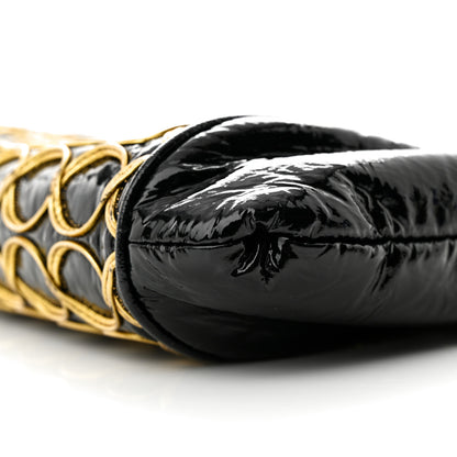 Chanel Patent Embroidered Clutch With Chain Black Gold 10 of 14