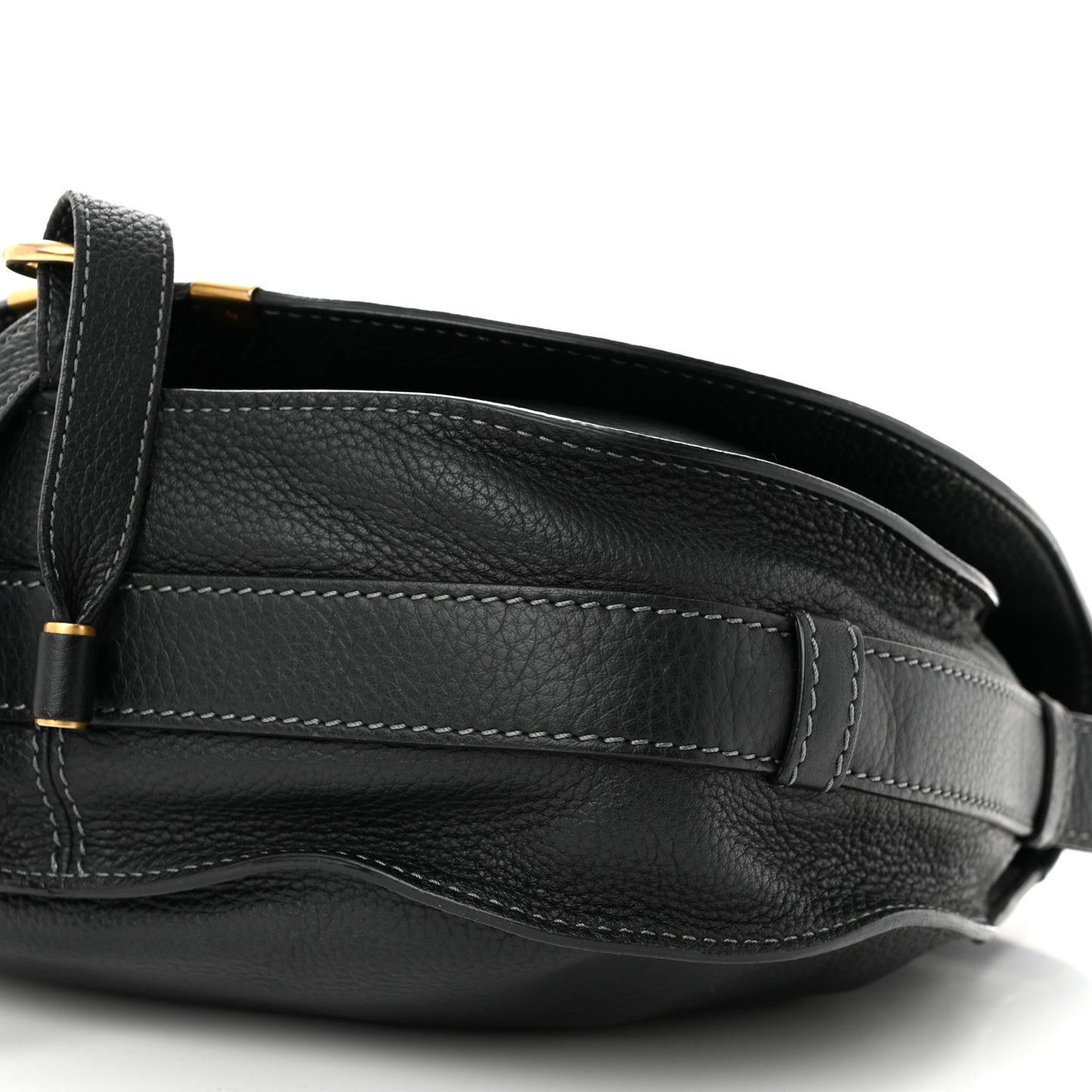 Calfskin Medium Marcie Round Crossbody Bag Black