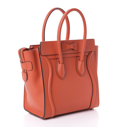 Celine Drummed Calfskin Micro Luggage Vermillion 3 of 9