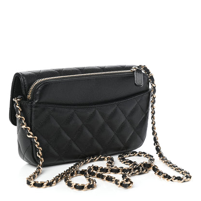 Chanel Caviar Quilted Flap Phone Holder With Chain Black 3 of 11