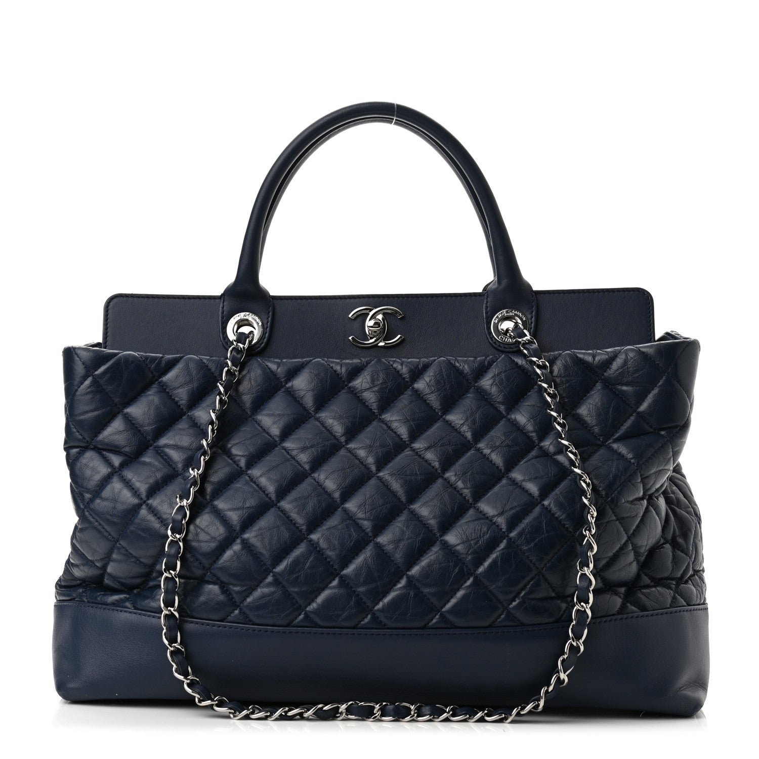 Chanel Aged Calfskin Quilted Be CC Tote Blue 1 of 9