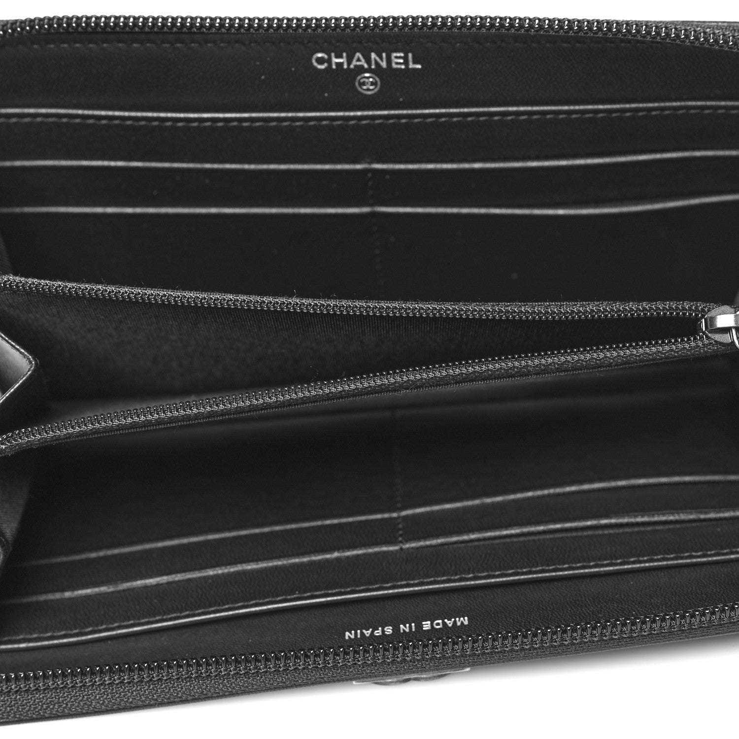 Chanel Lambskin Quilted Boy Zip Around Wallet Black 5 of 11