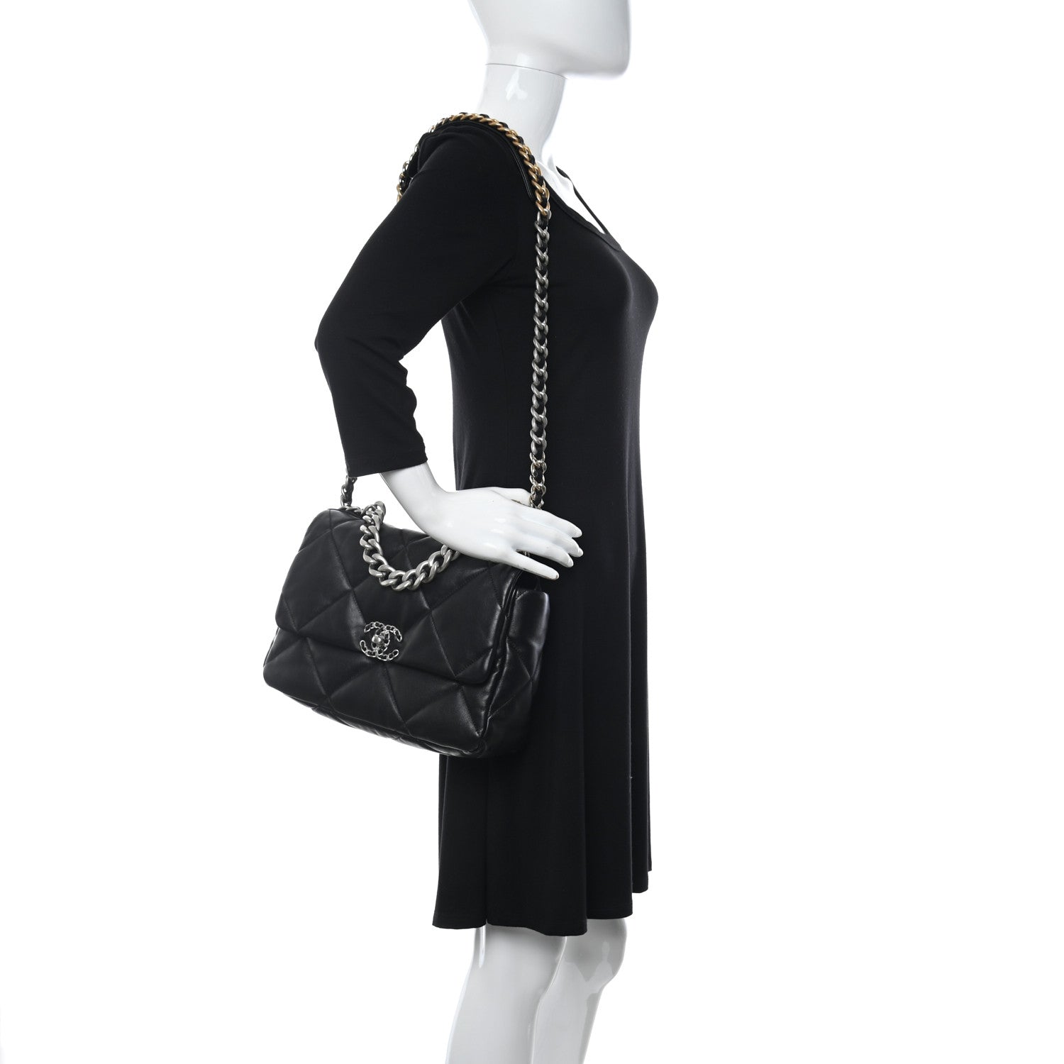 Chanel Lambskin Quilted Large Chanel 19 Flap Black 2 of 11