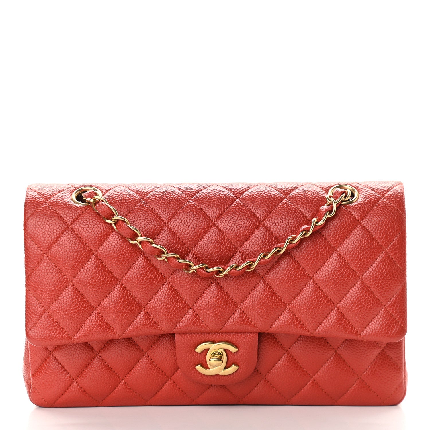 Chanel Caviar Quilted Medium Double Flap Orange 1 of 11