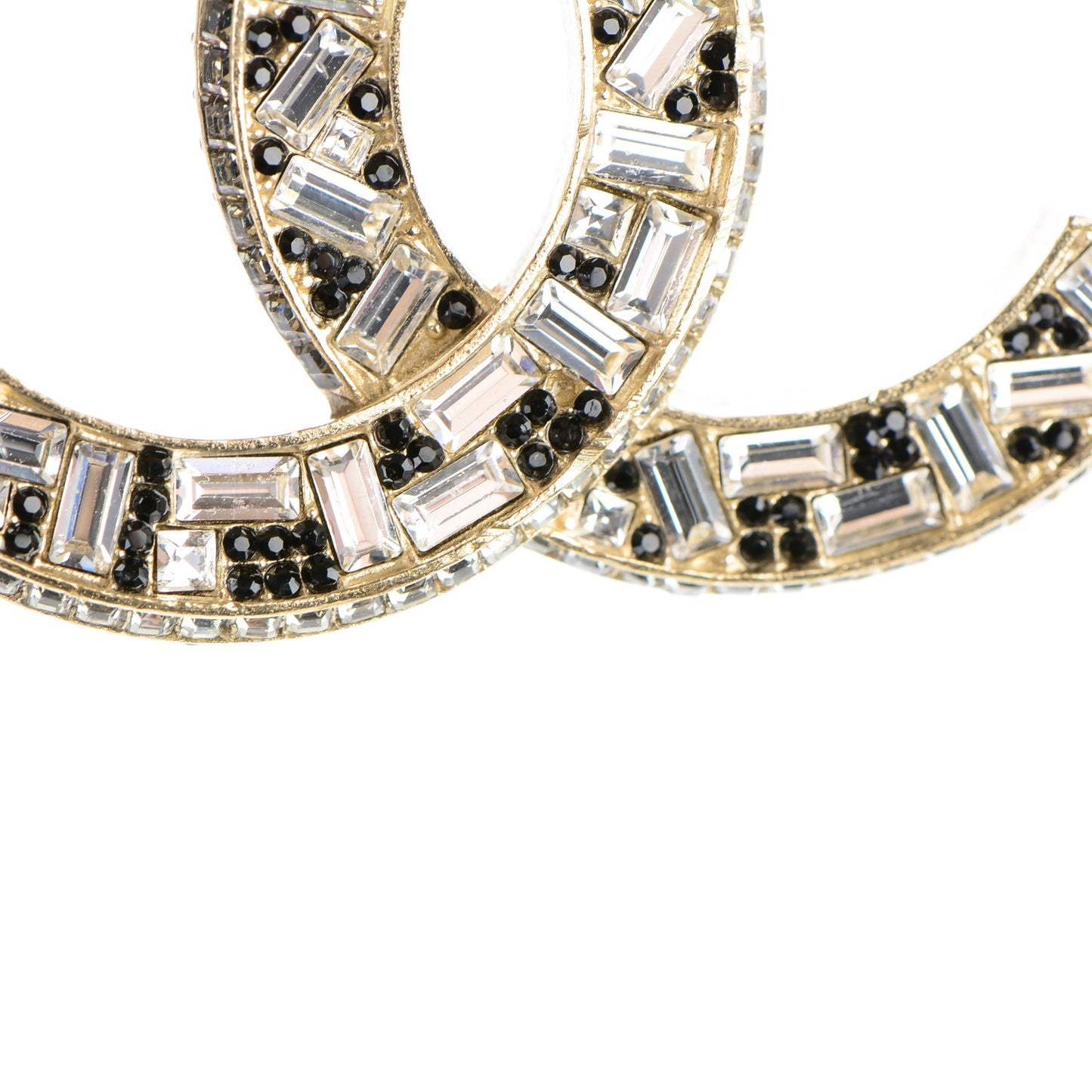 Baguette Crystal CC Brooch Gold Black