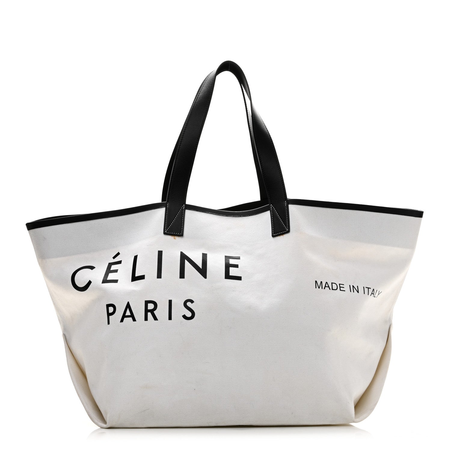 Celine Textile Medium Made In Tote White Black 1 of 10