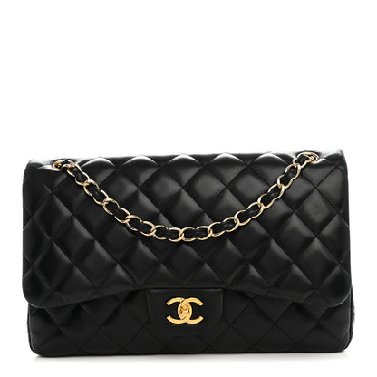 Chanel Lambskin Quilted Jumbo Double Flap Black 1 of 14