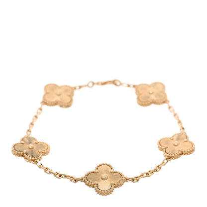 Van Cleef & Arpels 18K Yellow Gold 5 Motifs Guilloche Vintage Alhambra Bracelet 1 of 4