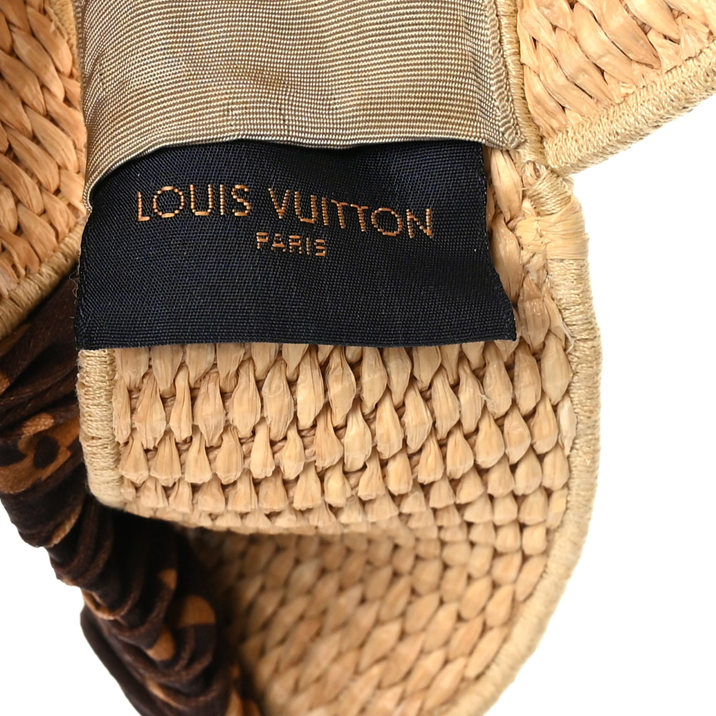 Calfskin Raffia Monogram Strawgram Visor Natural Blue