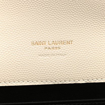 Saint Laurent Grain De Poudre Matelasse Chevron Monogram Envelope Clutch Crema Soft 6 of 8