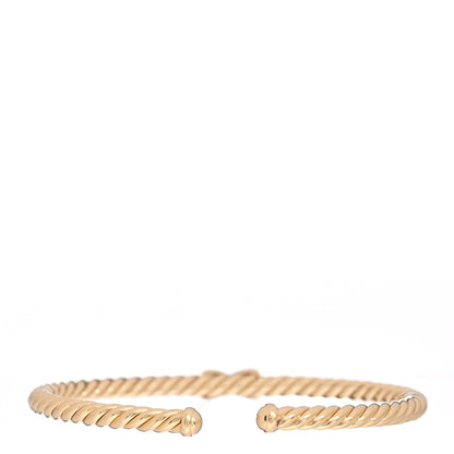 David Yurman 18K Yellow Gold Diamond 4mm Cablespira X Station Cable Bracelet 3 of 4