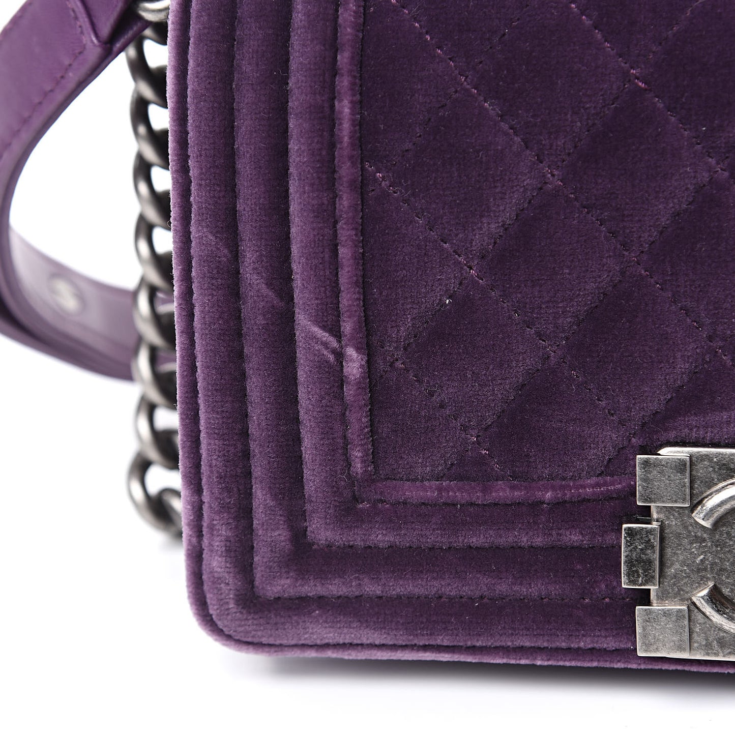 Velvet Quilted Small Boy Flap Purple