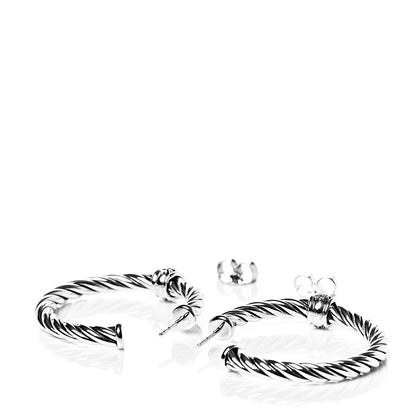 David Yurman Sterling Silver Diamond Cable Classics Hoop Earrings 3 of 4