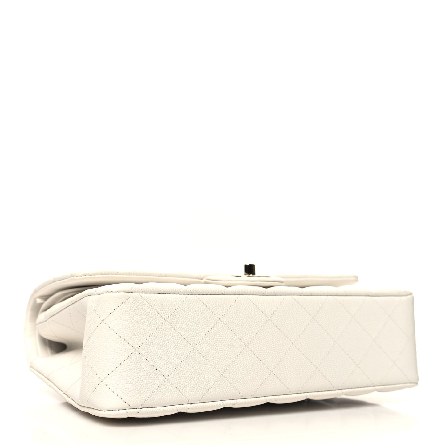 Caviar Quilted Medium Double Flap White