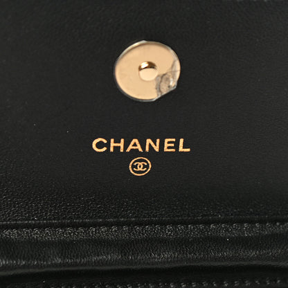 Chanel Lambskin Quilted Coco Bow Clutch With Chain Black 6 of 12