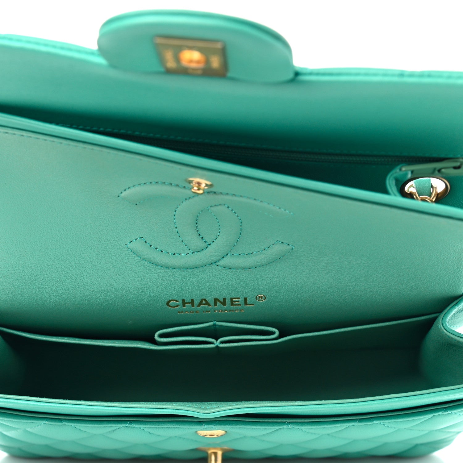 Chanel Lambskin Quilted Small Double Flap Green 5 of 12