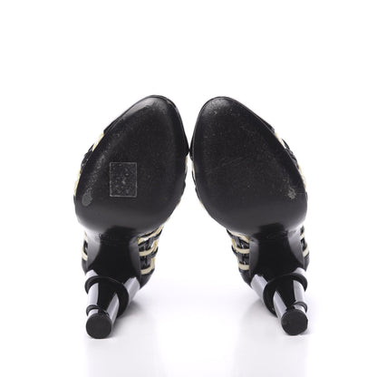 Chanel Patent CC Heel 36.5 Black White 5 of 10