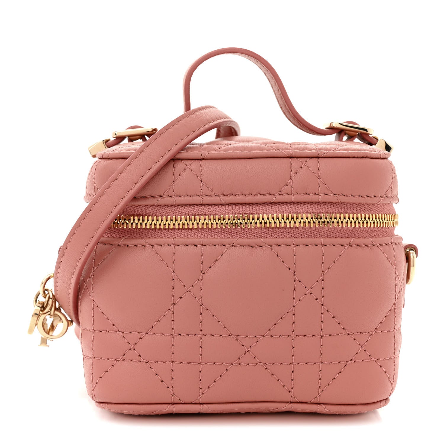 Christian Dior Lambskin Cannage Micro Vanity Case Deep Nude 1 of 9