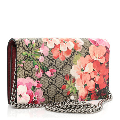 Gucci GG Supreme Monogram Blooms Chain Wallet Beige Multicolor Dry Rose 3 of 15