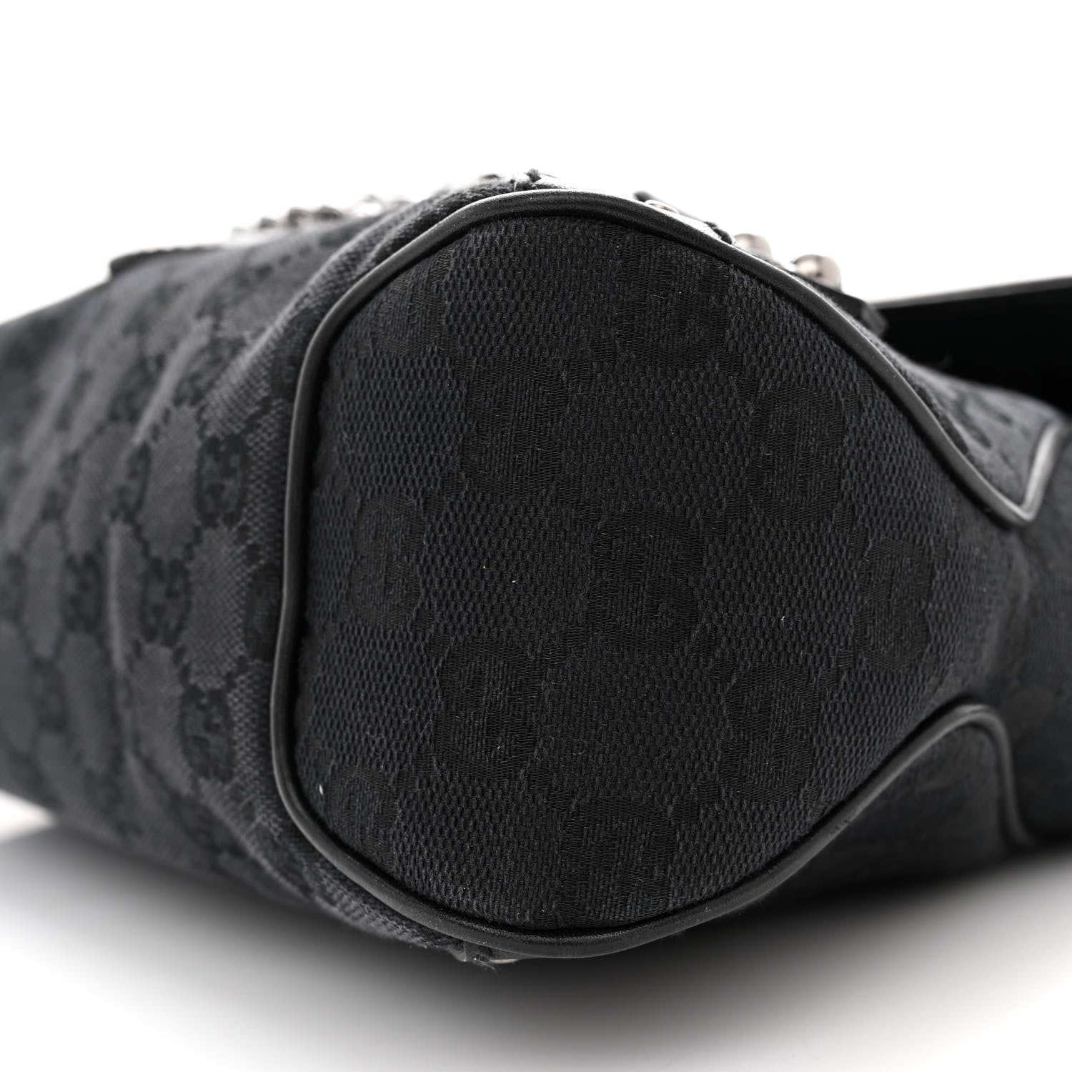 Gucci Monogram Horsebit Chain Studded Flap Shoulder Bag Black 10 of 14