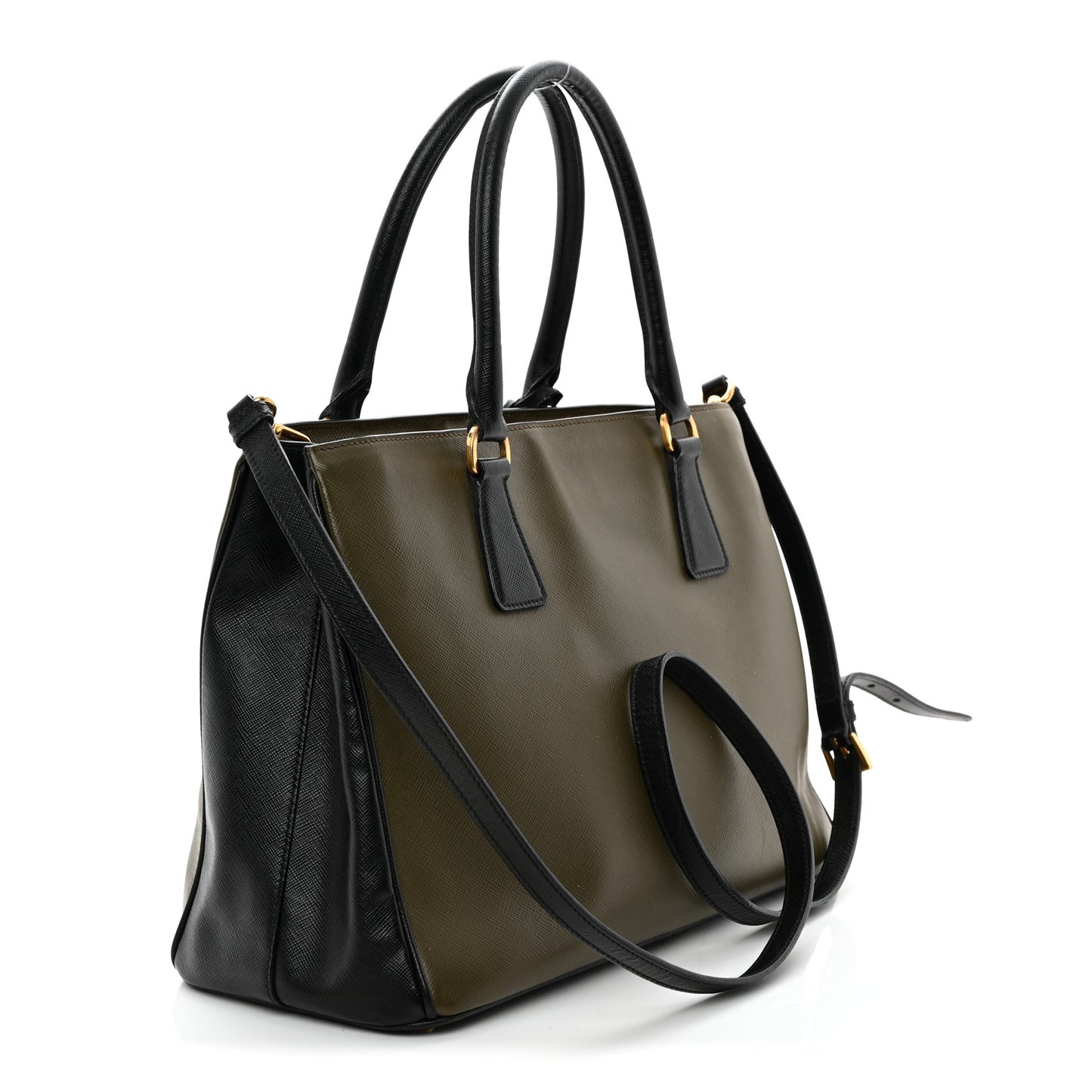 Saffiano Lux Bi-Color Medium Tote Militare Black