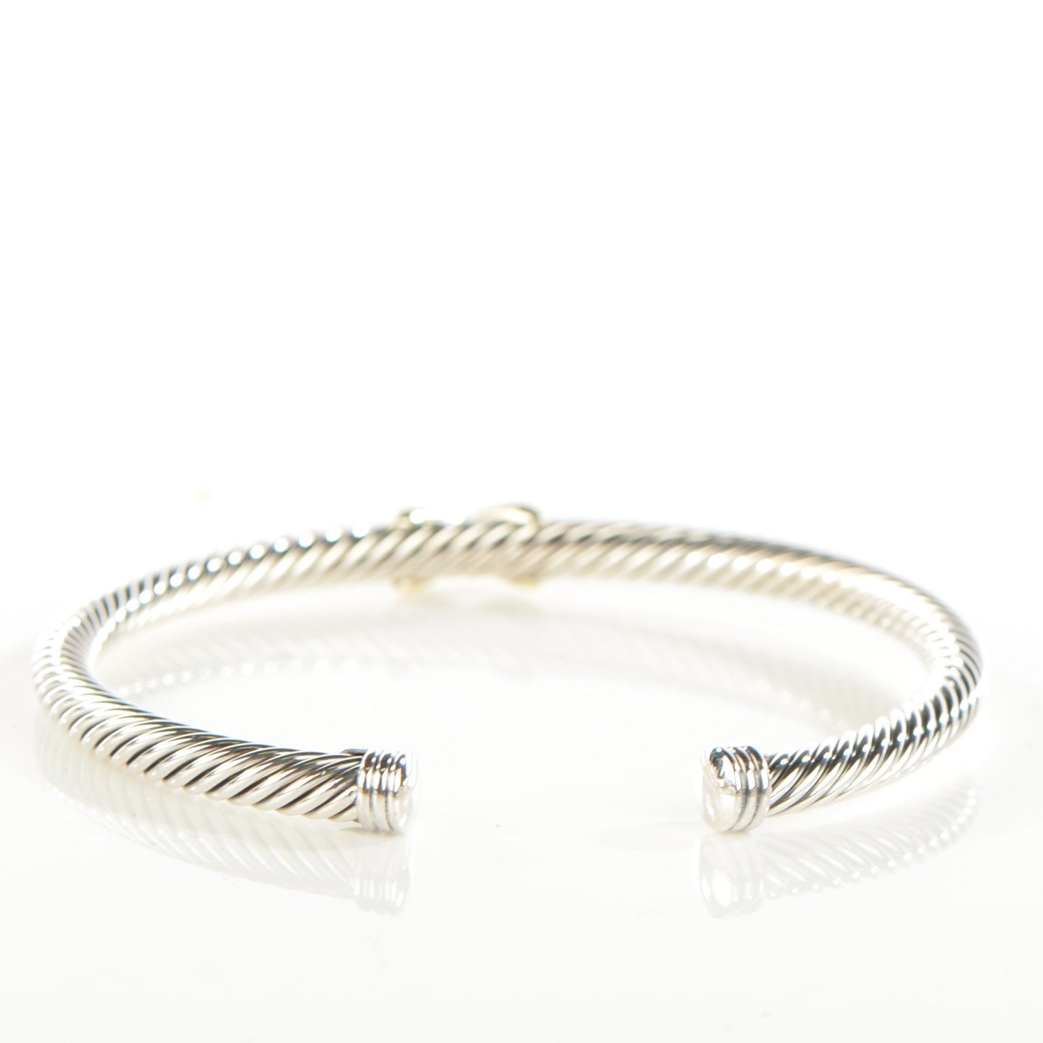 David Yurman Sterling Silver 18K Yellow Gold 4mm X Station Cable Bracelet 3 of 6