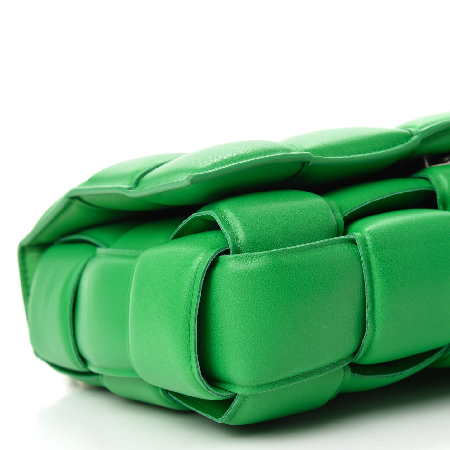 Lambskin Maxi Intreccio Padded Chain Cassette Crossbody Bag Grass