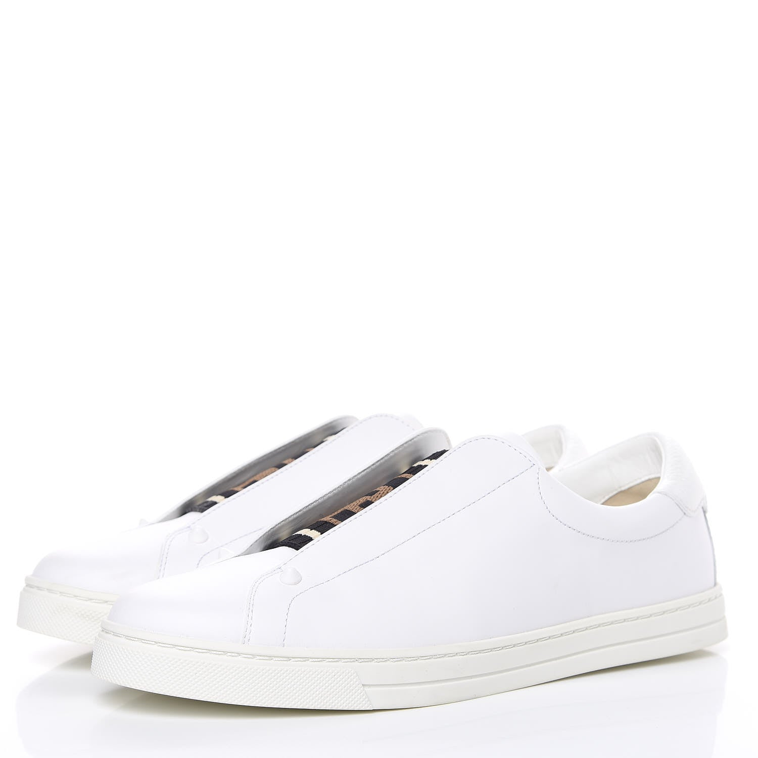 Fendi Vitello FF Rockoclick Slip On Sneakers 41 White 3 of 11