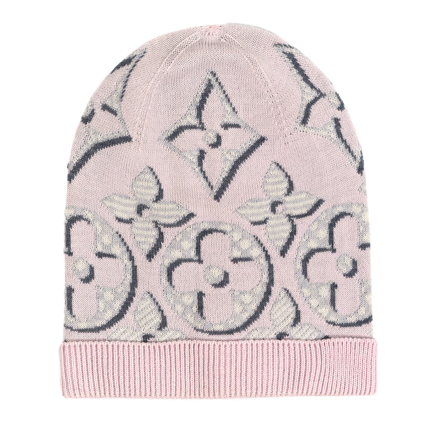 Wool Cashmere Giant Pop Monogram Beanie Hat Rose