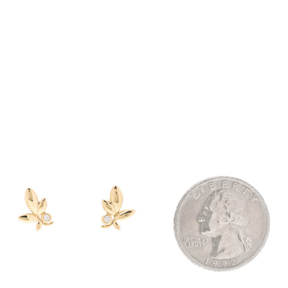 Tiffany 18K Yellow Gold Diamond Paloma Picasso Olive Leaf Earrings 2 of 6